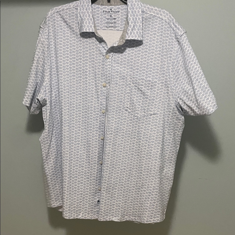 Tailor Vintage Blue and White Geometric Shirt